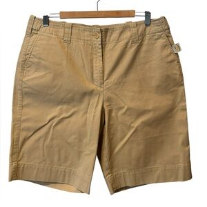 NWT Talbots Petites Women Beige High Rise Flat Front Stretch Bermuda Shorts